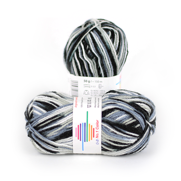 Strickwolle No.1 Color schwarz-weiß-grau 112