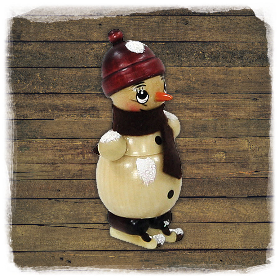 Holz ZB Figur Schneemann auf Schlittschuhen & Schnee