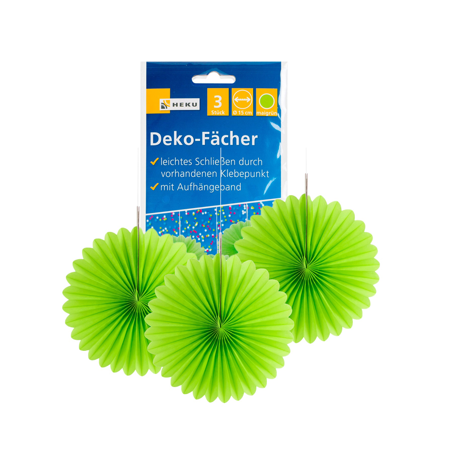 Party 3 Deko Fächer Maigrün D15cm
