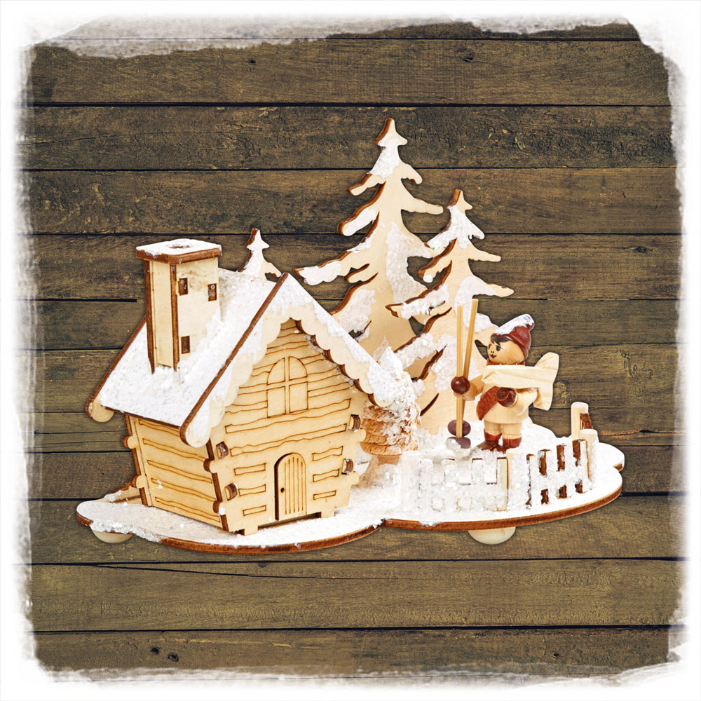 Holz Räucherhaus Winterkinder 4fach Schulte