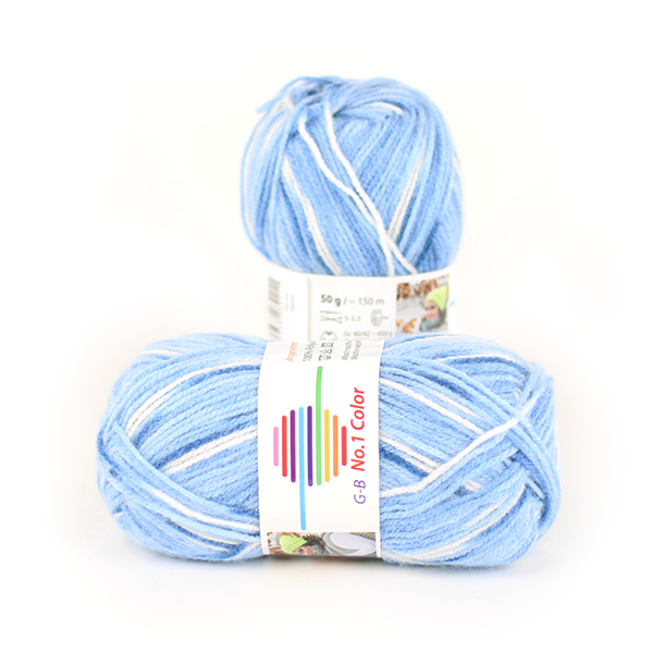 Strickwolle No.1 Color blau-natur 102