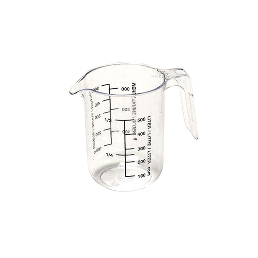 Messbecher 0,50 Liter mit Henkel transpar.