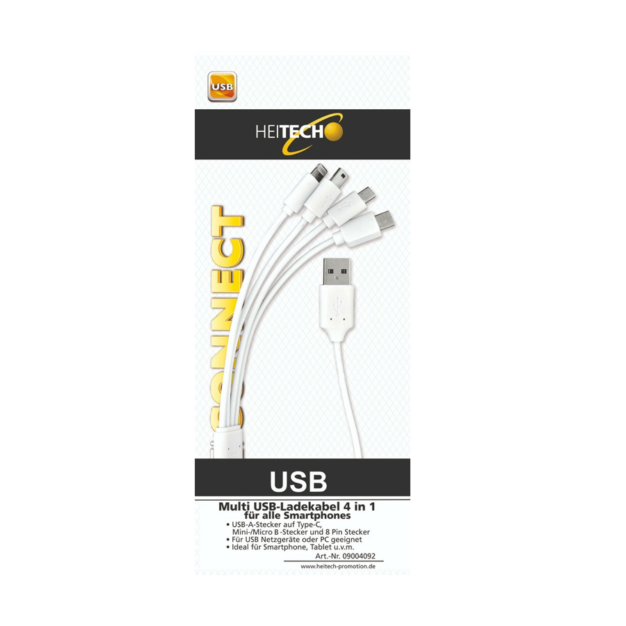 Multi USB Ladekabel 4in1 alle Smartphones