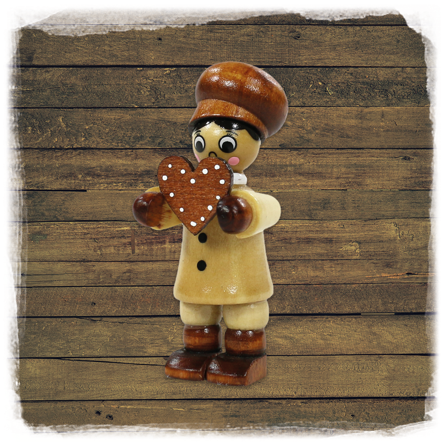 Holz ZB Figur Bäckerkind mit Lebkuchenherz