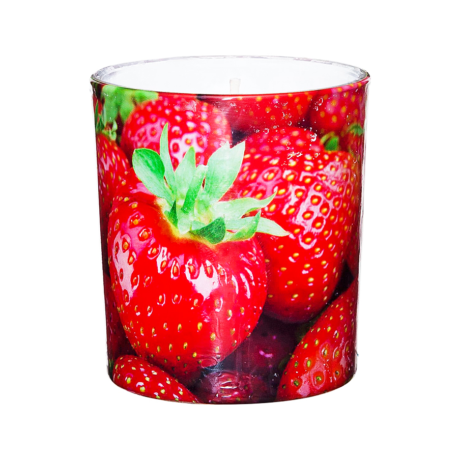Duftkerze im Glas 7,1x7,8 Erdbeere Bedruckt
