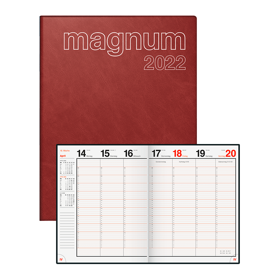 Kalender Buch - Wochenkalender Rido magnum rot