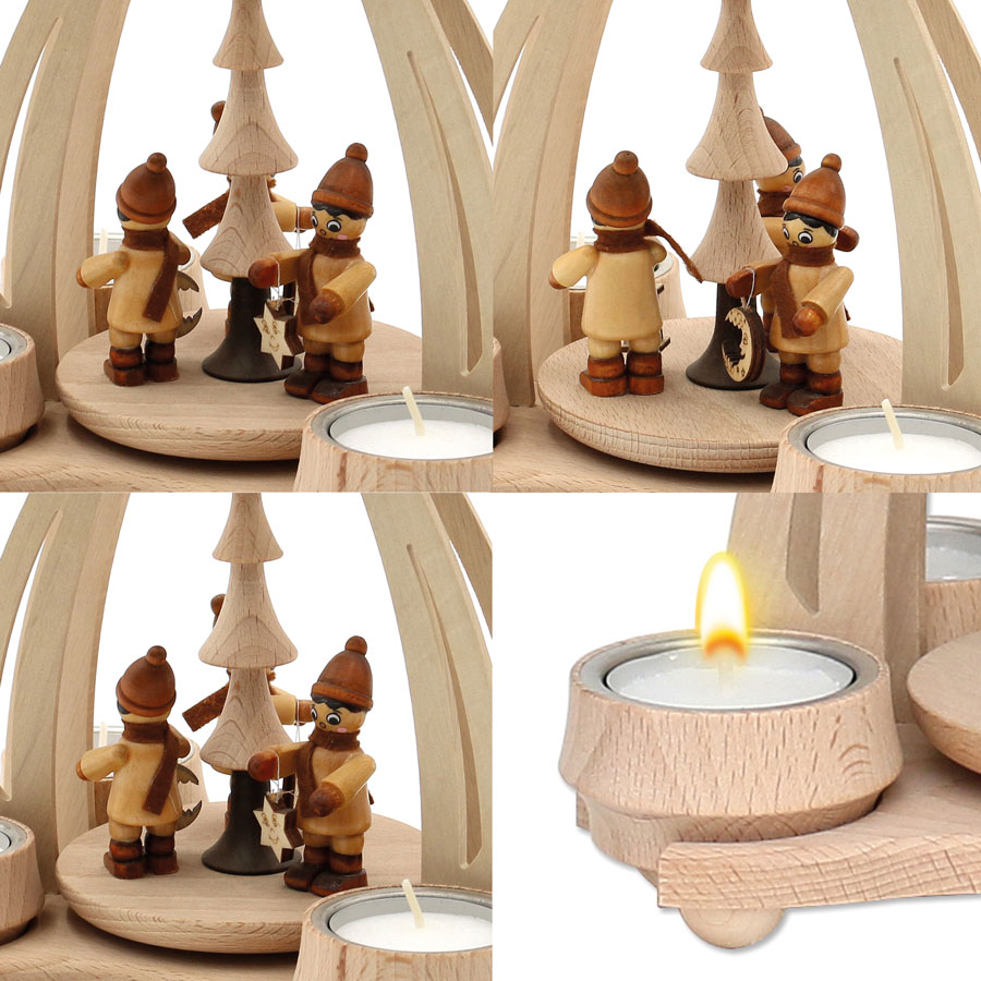 Holz Pyramide Laternenkinder Sigro