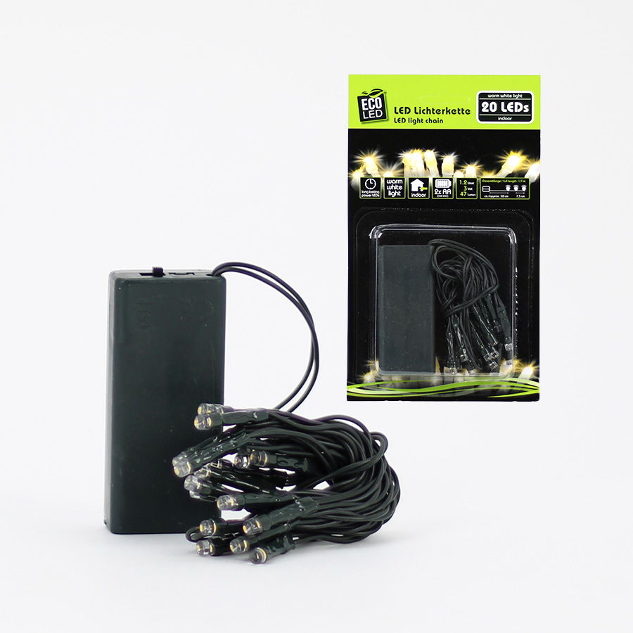 Lichterkette 20 LED ww schw. Kabel Noor