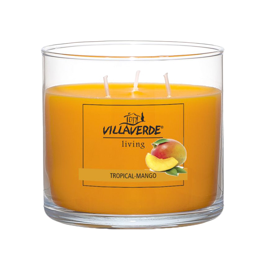 3-Docht Duftkerze im Glas Tropical-Mango