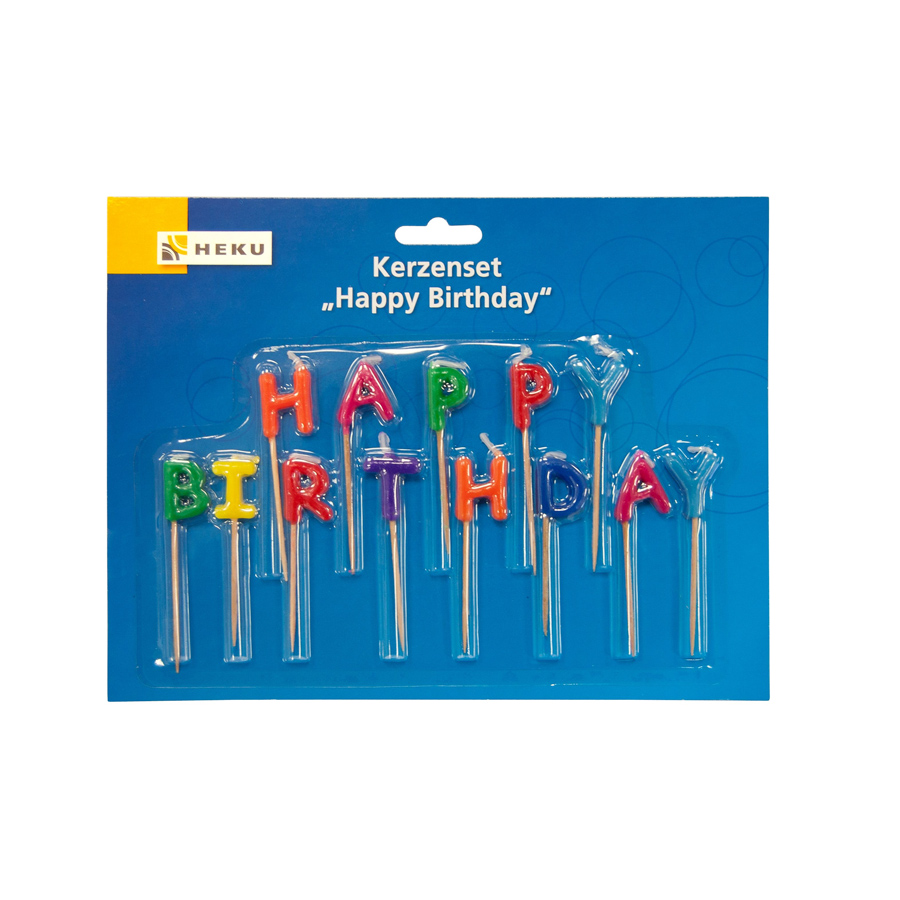 Kerze Happy Birthday auf Holzspießer HEKU