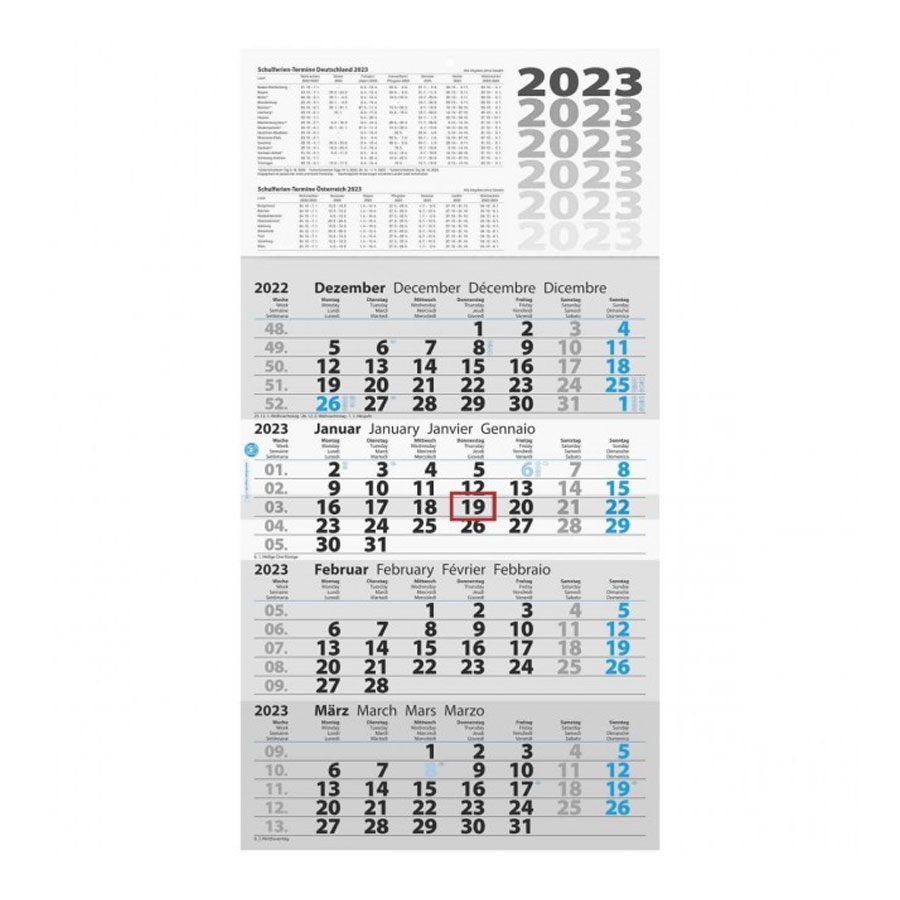 Kalender Wand 4 Monate Brunnen