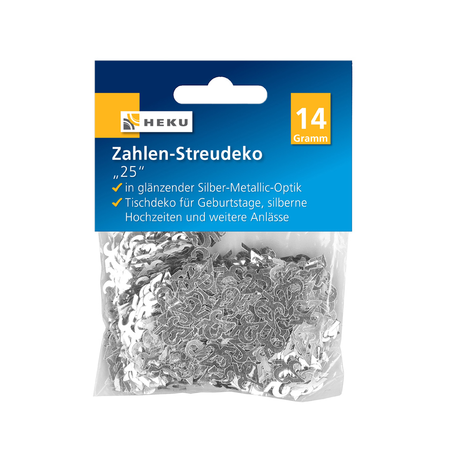 Streudeko  Zahlen 25 silber 14g HEKU