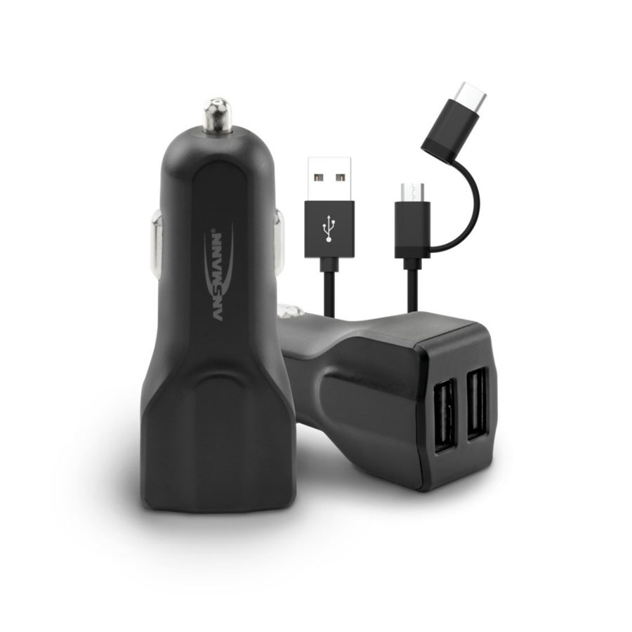 USB-Kfz Ladegerät 15,5W mit 2in1 Kabel Ansmann