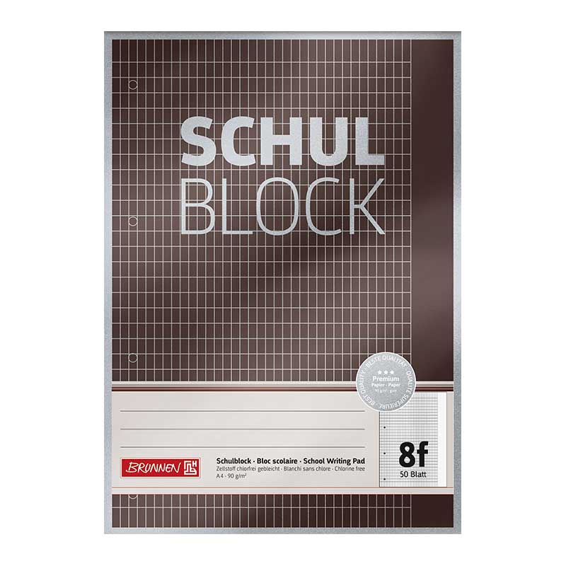 Schulblock A4 8 f Premium Brunnen