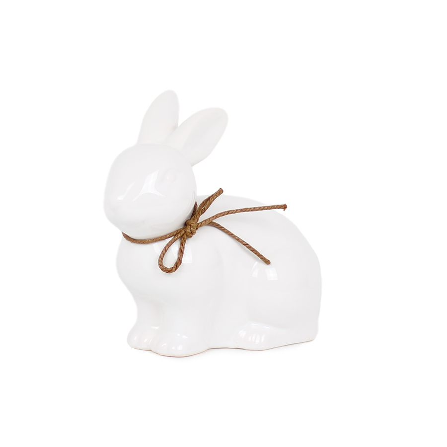 Keramik Hase weiß Juteschleife M NOOR