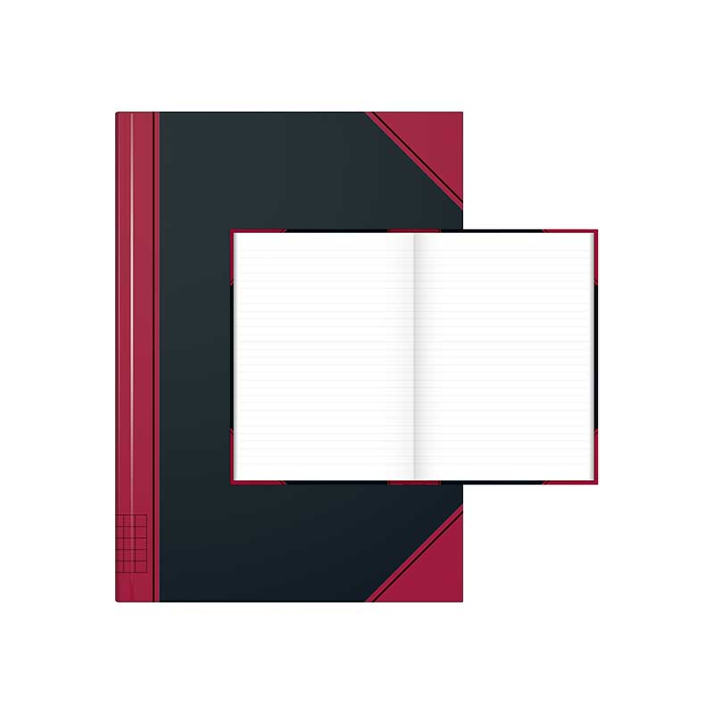 Notitzbuch A5 liniert schw/rot  Brunnen
