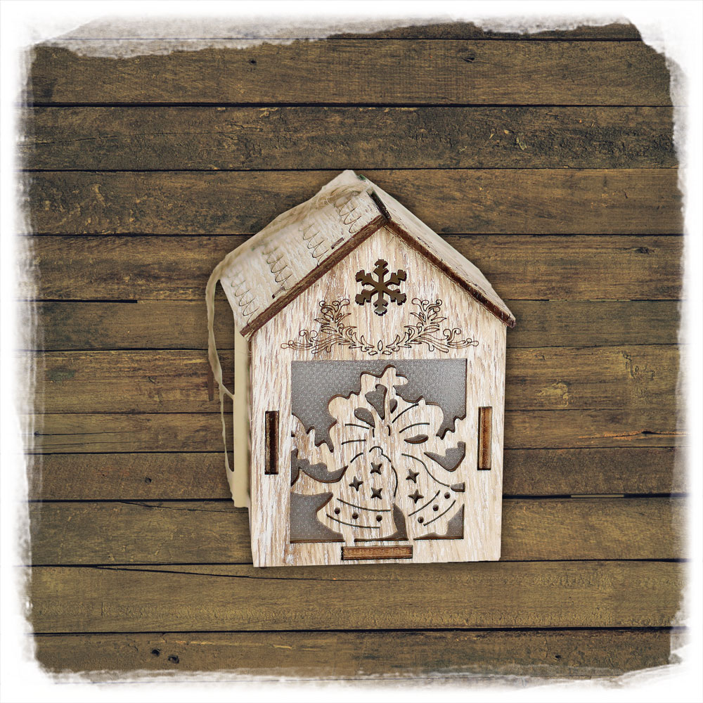 Holzhaus LED 6x6x8cm zum hängen Noor