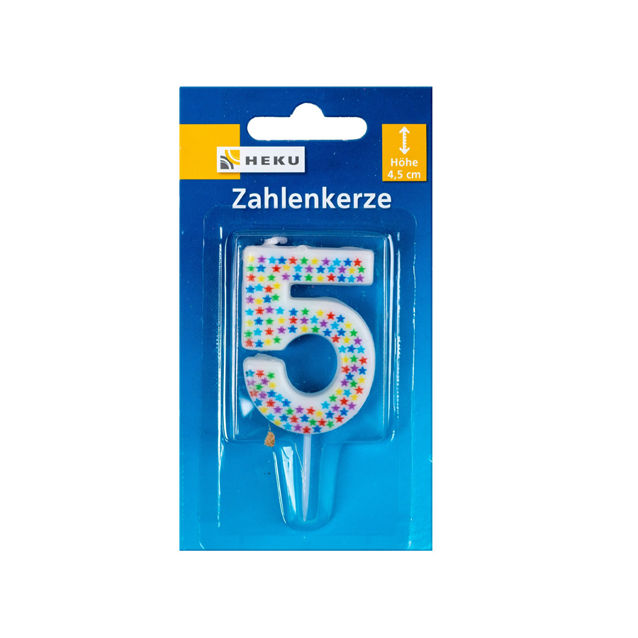 Kerze Zahl 5 mit Spieß