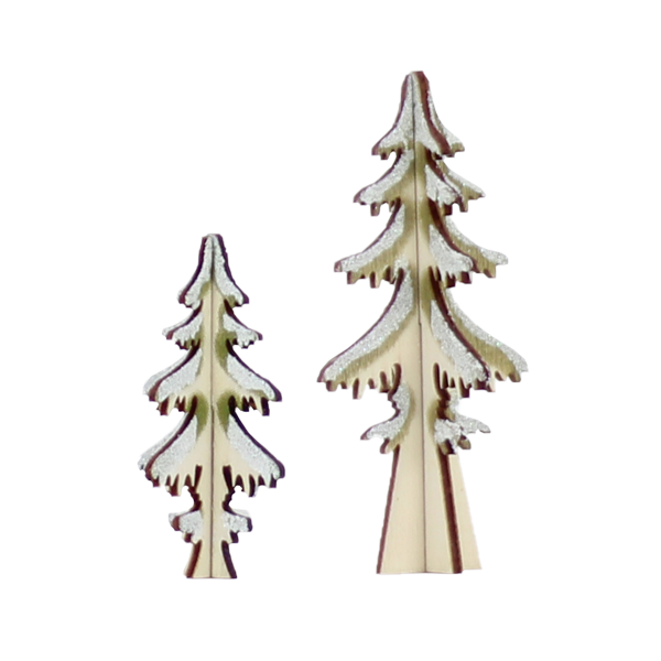 Holz Konfigurator Set Tannenwald grün beschneit 2 Stk.