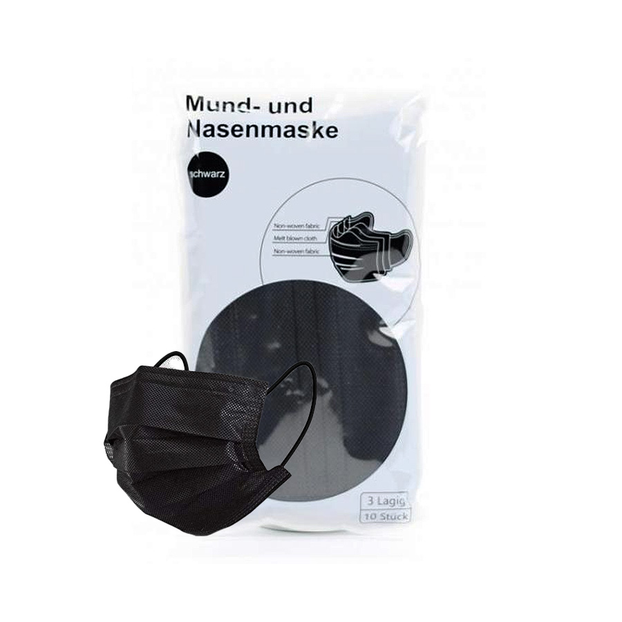 Atemschutzmaske 3-lagig 10 Stück Pack schwarz