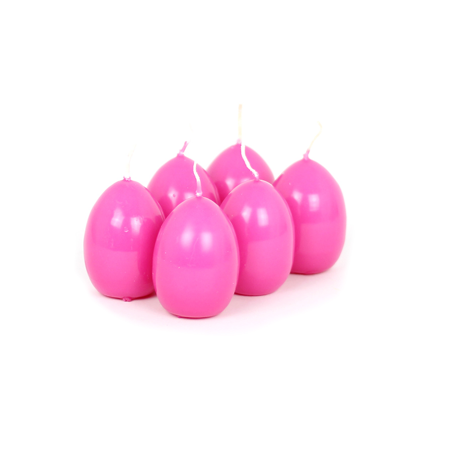 Kerze Osterei 6er-Set 6cm pink in Box