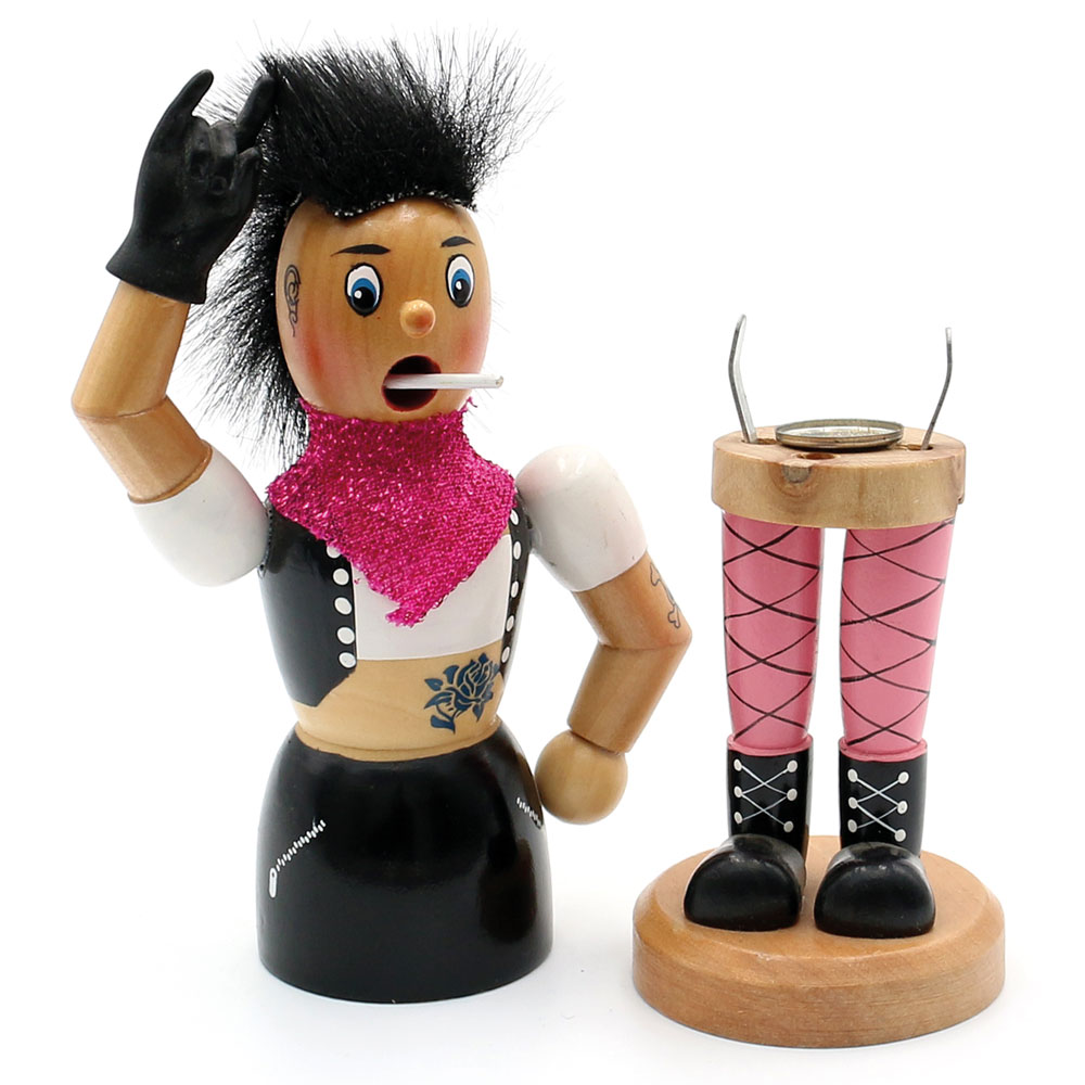 Holz Räucherfrau Punk-Lady 19cm Sigro