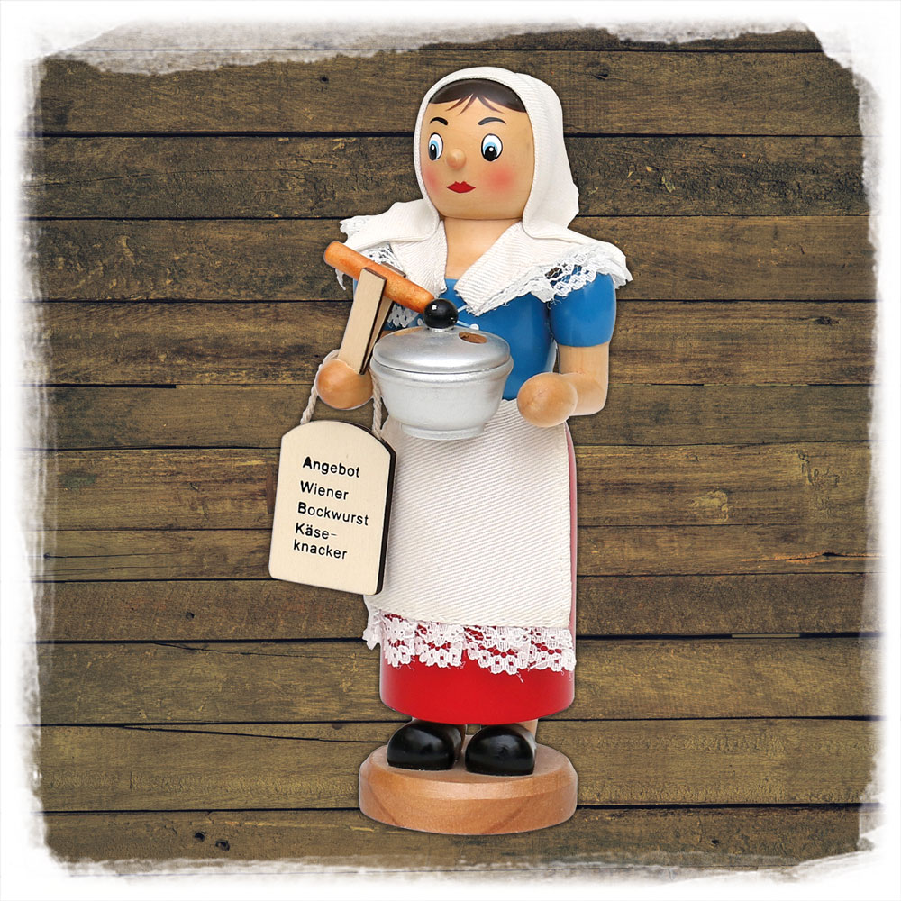 Holz Räucher- De Würschtle Fraa 19cm