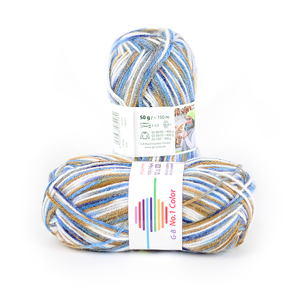 Strickwolle No.1 Color blau-natur-khaki 109