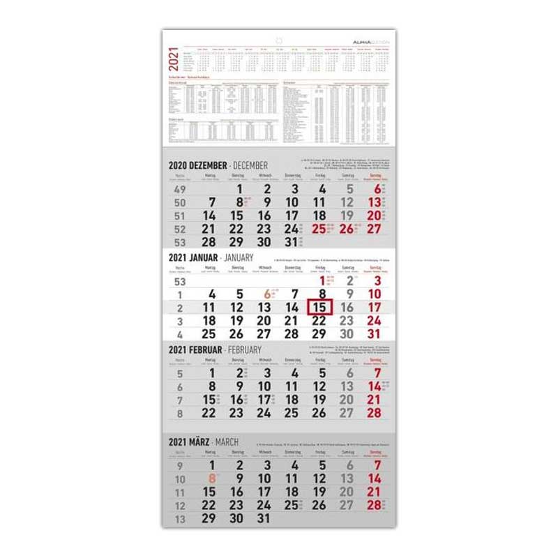 Kalender 4 Monatskalender 30x55cm H&B