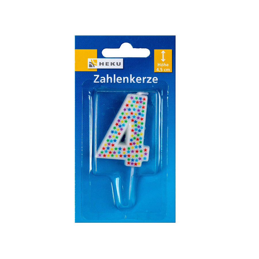 Kerze Zahl 4 mit Spieß