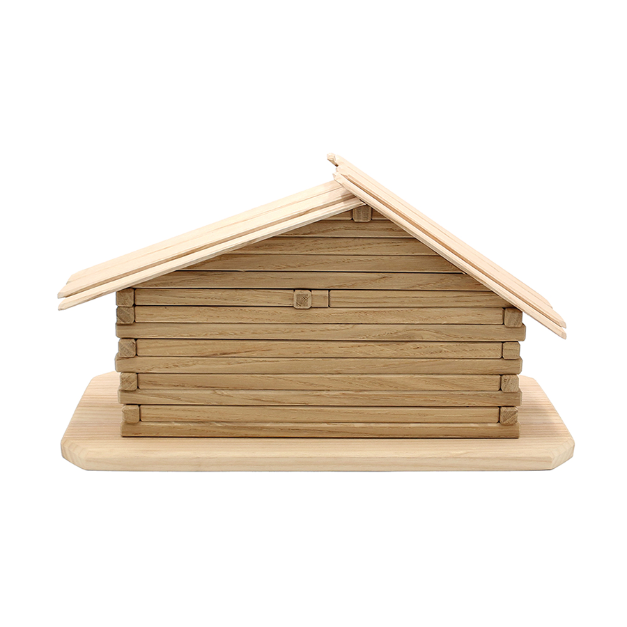 Holz ZB Krippe Stall geschnitzt leer klein natur 24,5cm