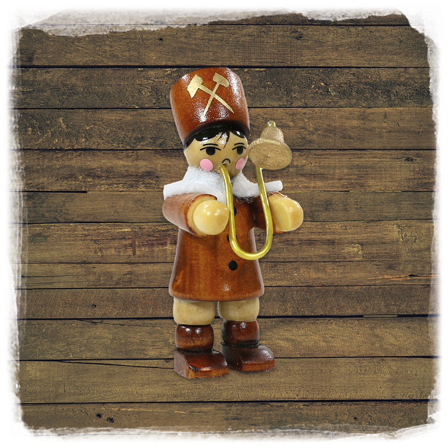 Holz ZB Figur Bergmann Musikant mit Posaune