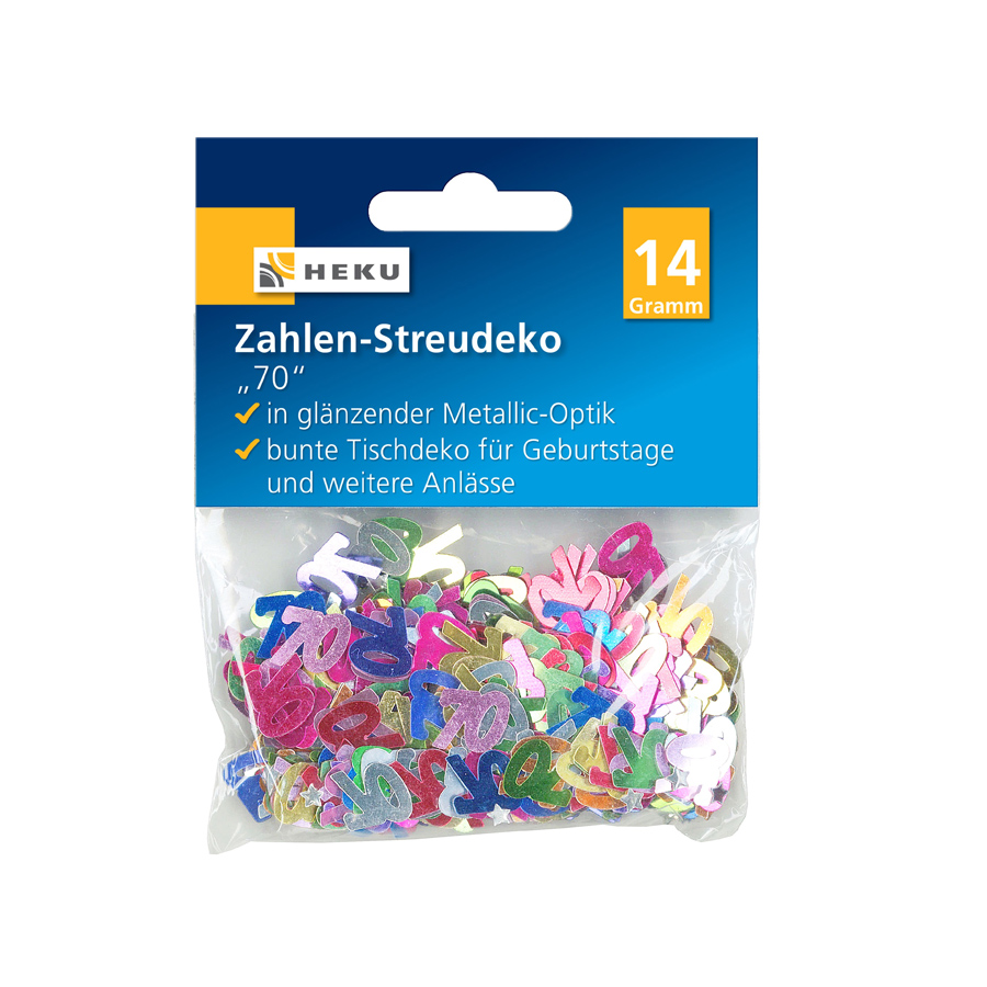 Streudeko  Zahlen 70 bunt 14g HEKU