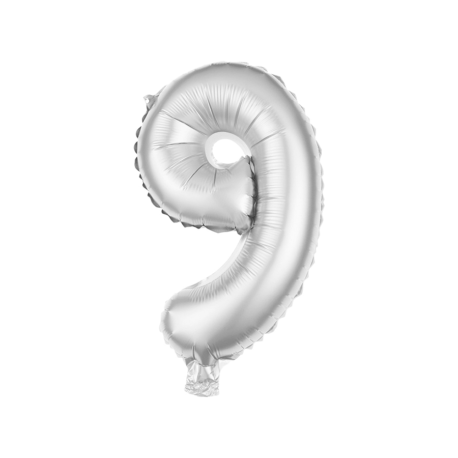 Folienballon Zahl 9 Silber  HEKU