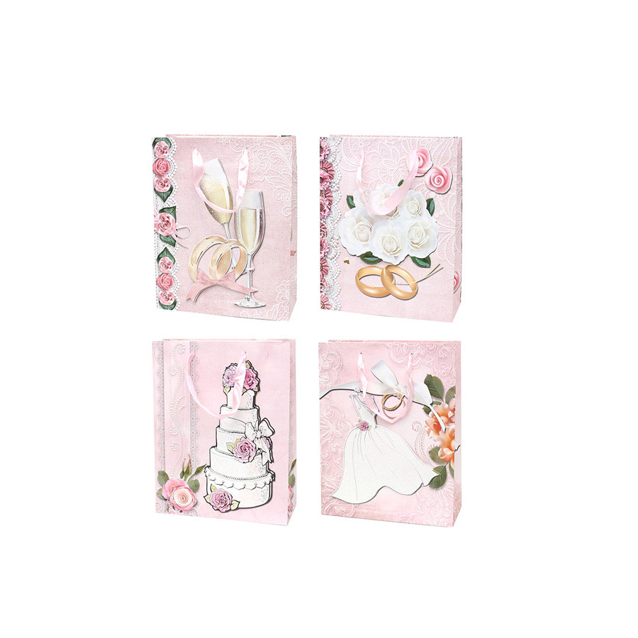 Geschenktüte mittel Hochzeit rosa Glitter