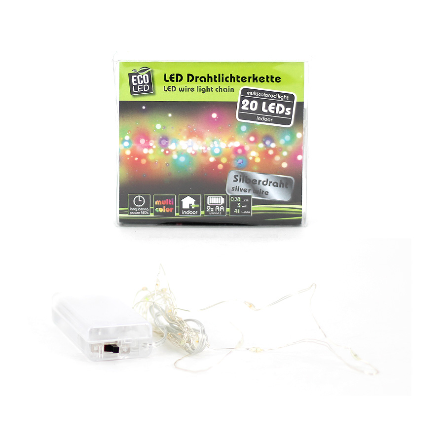 Lichterkette 20 LED Silberdraht bunt Noor