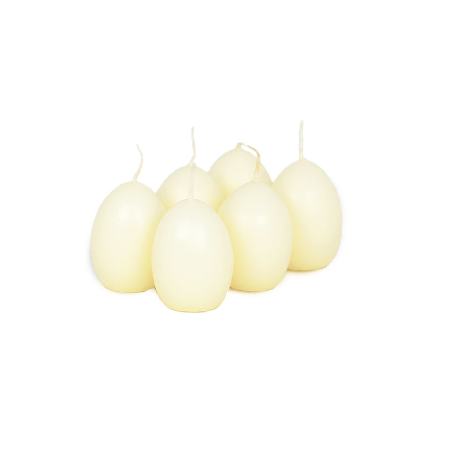 Kerze Osterei 6er-Set 6cm champagner in Box