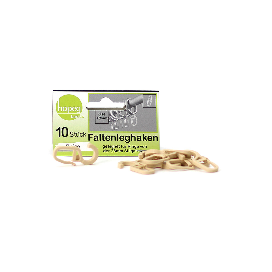Gardinen Faltenleghaken 10er beige 28mm