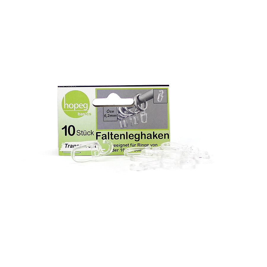 Gardinen Faltenleghaken 10er klar klein 6,2mm