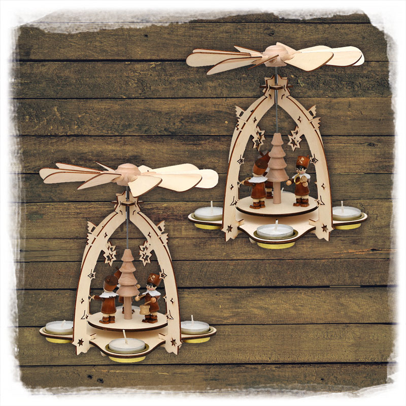Holz Pyramide 3 Bergmannsfiguren 21cm Sigro