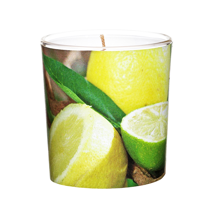 Citronella Duftkerze im Glas Ø7,1 Dekor  