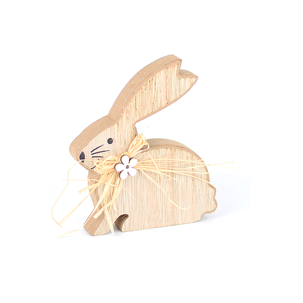 Holz Hase sitzend Strohschleife NOOR