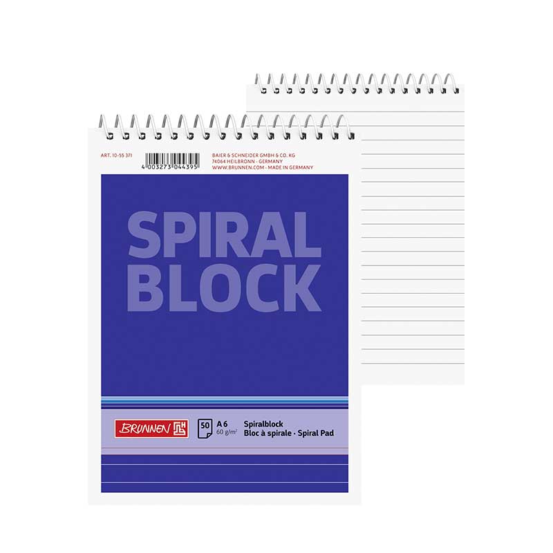 Notitzspiralblock A6 lin blau  Brunnen