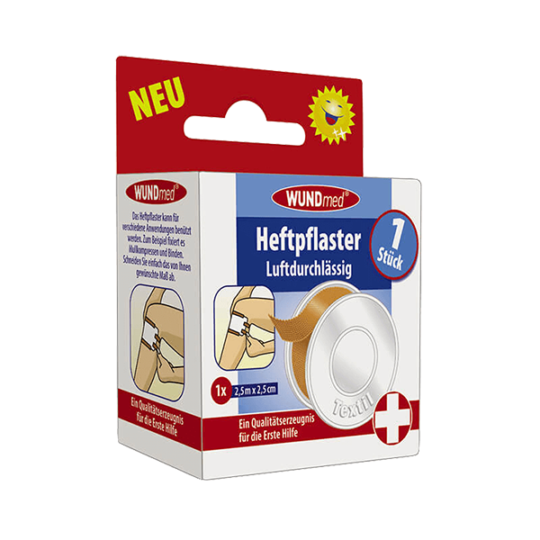 Pflaster Rolle breit 2,5 m x 2,5 cm mit Schutzhülle