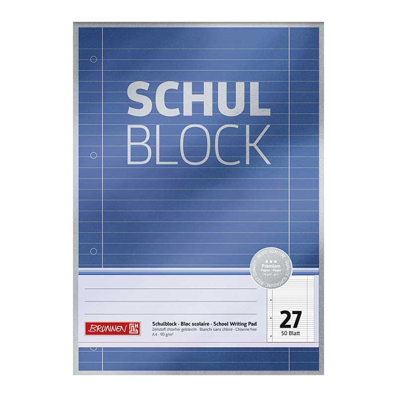 Schulblock A4 Lin 27 50Blatt Premiun   Brunnen