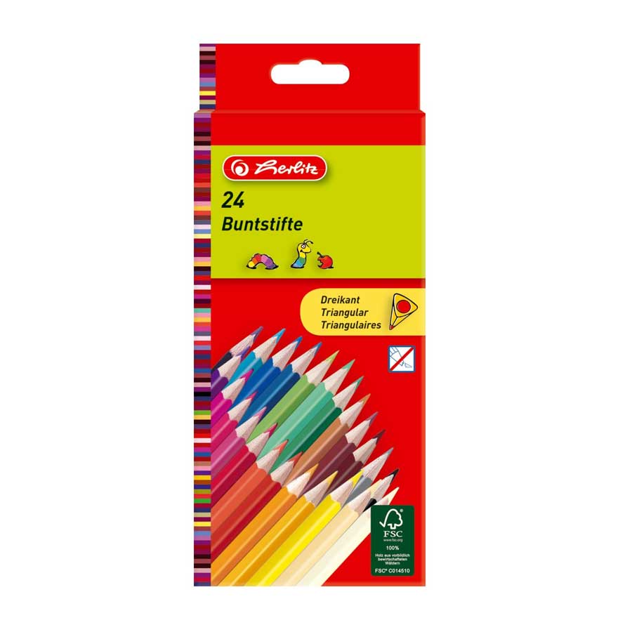 Buntstifte 24tlg. lackiert Dreikant Herlitz