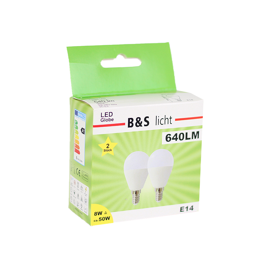 B&S LED Mini Globe 2er G45, 8W, E14, 640Im, RA80