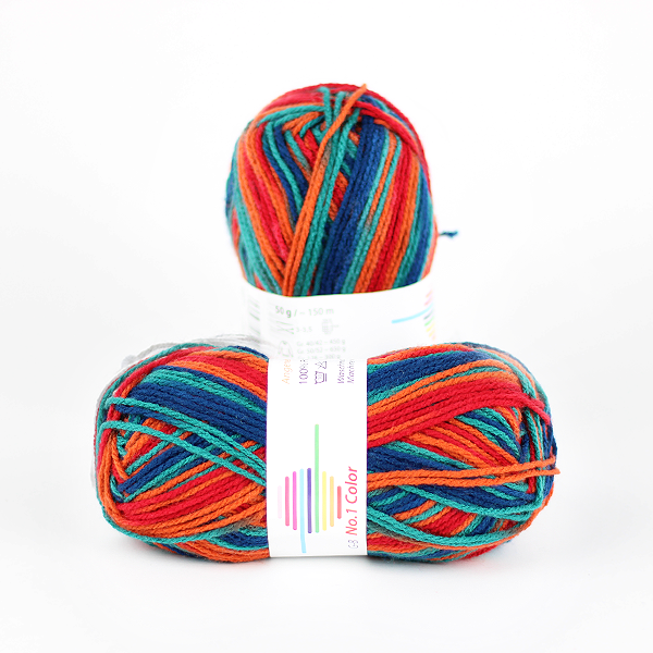 Strickwolle No.1 Color rost-petrol-rot 107