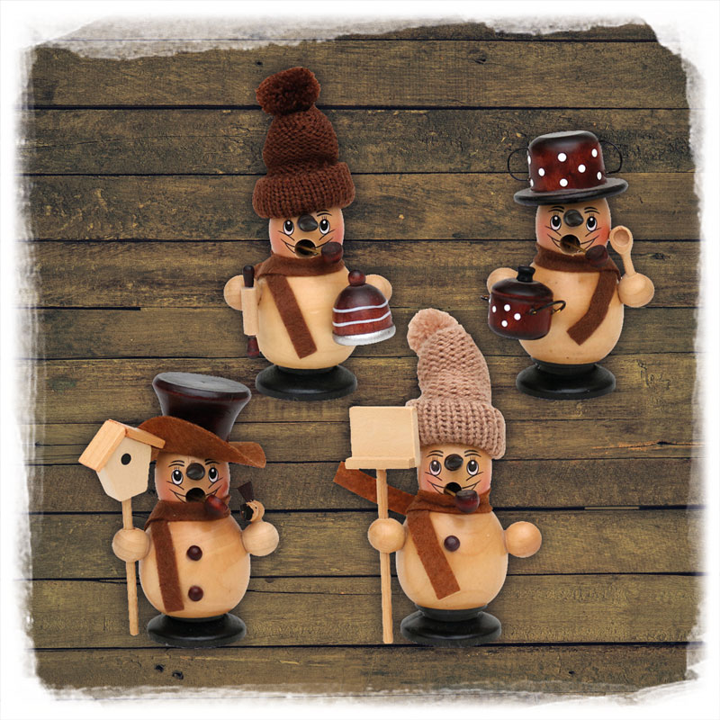 Holz Räucher-Schneemann natur/braun 11cm Sigro