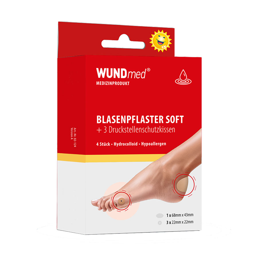 Pflaster für Blasen und 3 Druckstellenschutzkissen